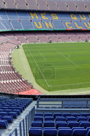 Vue depuis les plus hauts sièges de la C.F. Stade de football de Barcelone, Camp Nou, Espagne.
