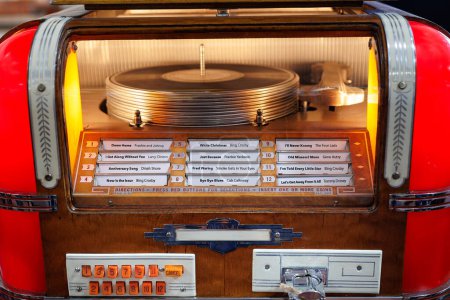 Details der Retro-Jukebox: Musik und Tanz in den 1940er und 1950er Jahren.