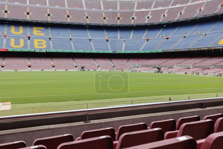 Photo for View from the Lower Seats of the F.C. Barcelona Soccer Stadium, Camp Nou, Spain. - Royalty Free Image