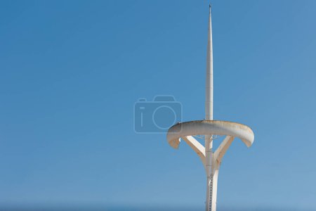 Photo for The Montjuic Communications Tower or Torre Calatrava and Torre Telefnica, a Telecommunication Tower in the Montjuic Neighbourhood of Barcelona, Catalonia, Spain - Royalty Free Image