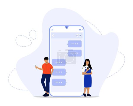 Chatting Concept, Showing Dating app and virtual relationship. Chat bubble, Chatting with friends and sending new messages, Suitable for landing page, UI, web, App intro card, editorial, flyer, and banner