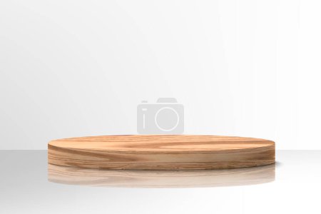 Photo for Wooden pedestal or podium. Realistic wood platform for product presentation. Minimal nature scene with pedestal mockup, cosmetic display or award ceremony - Royalty Free Image