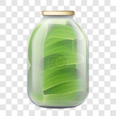 Photo for Vector Pickles Jar Illustration. Cucumbers inside a jar ready for being pickled. Realistic 3d Vector design elements of cucumbers inside a glass jar. Canned cucumbers. Isolated on white background. - Royalty Free Image