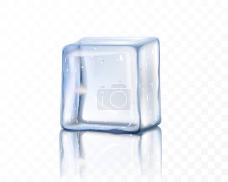 Foto de Cubos de hielo sólidos azules realistas en la ilustración de vectores de fondo transparente - Imagen libre de derechos