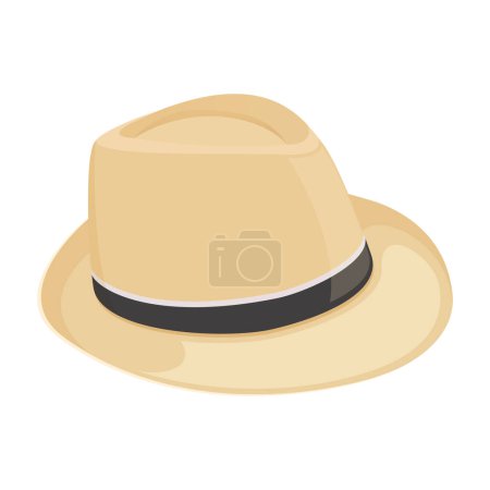 Foto de Sombrero de paja fedora aislado sobre un sombrero de playa de fondo blanco, sombrero de verano. Diseño plano - Imagen libre de derechos