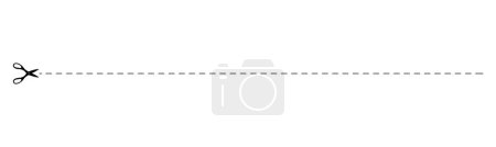 Téléchargez les photos : Modèles ciseaux coupés le long de lignes pointillées et pointillées différentes formes et directions pour l'emballage du produit, la conception de la publicité. Découpez coupon forme différente avec des ciseaux. Illustration vectorielle plate - en image libre de droit