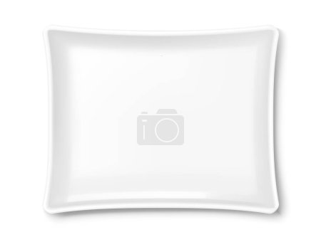 Téléchargez les photos : Plaque rectangulaire vide blanche isolée sur blanc - en image libre de droit