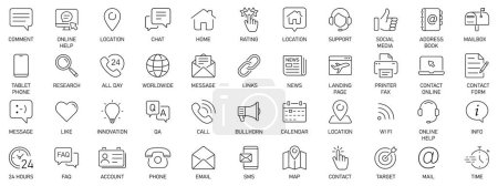 Photo for Set of simple Contact us icons for web and mobile app. Social Media network icon call us email mobile signs. Customer service. Contact support sign and symbols - Royalty Free Image