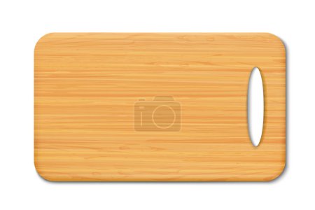 Photo for New rectangular wooden cutting board, top view, isolated on white background. Trays or plate of rectangular shapes, natural, eco-friendly kitchen utensils, realistic 3d vector illustration. - Royalty Free Image