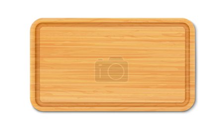 Photo for New rectangular wooden cutting board, top view, isolated on white background. Trays or plate of rectangular shapes, natural, eco-friendly kitchen utensils, realistic 3d vector illustration. - Royalty Free Image