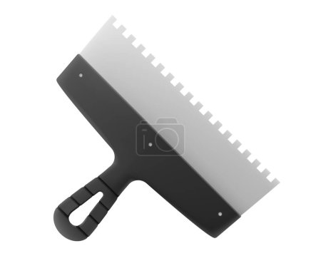 Glue spatula icon isolated on white background. Notched trowel for tile. Plastering trowel. Comb spatula. Adhesive Glue Spreader Notched Teeth Serrated Comb Trowel. Realistic 3d vector illustration