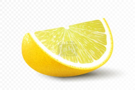 Ilustración de Rebanada de limón jugosa aislada sobre fondo blanco. Ilustración realista vector 3d Un elemento para su diseño de embalaje. - Imagen libre de derechos