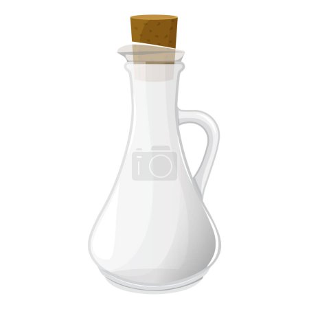 Ilustración de Botella de vidrio vacía con tapón de corcho para agua, vino o aceite. Vaso mágico en blanco para pociones. Frasco vacío para leche, vinagre o jugo. Ilustración vectorial de diseño plano aislado sobre fondo blanco - Imagen libre de derechos
