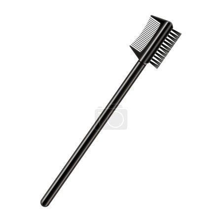 Illustration for Eyebrow and eyelash make-up brush. Comb and brush for separating lashes and removing excess mascara, isolated on white background. Realistic 3d vector illustration. - Royalty Free Image