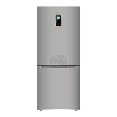 Illustration for Stainless steel refrigerator isolated on white background. Fridge kitchen appliances vector illustration. Flat design - Royalty Free Image