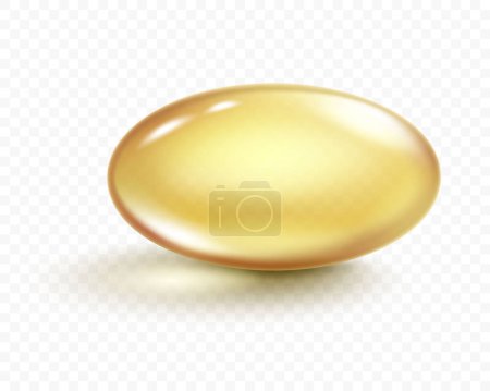 Téléchargez les illustrations : Vector Real fish oil capsule with transparency effect and shadow. Realistic medicine pills with fish oil or omega 3 vitamin supplement isolated on white background. 3d vector illustration - en licence libre de droit