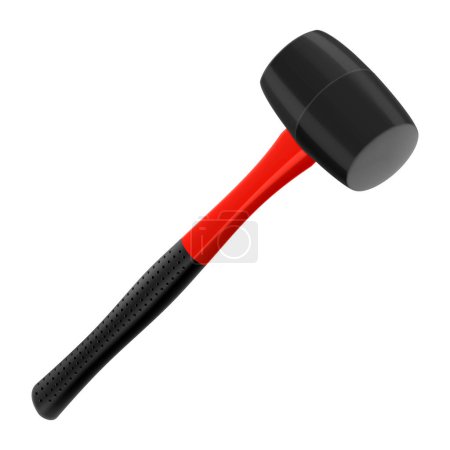 Illustration for Rubber mallet, isolated on white background. Tile hammer. Hand tools for laying tiles and stones. Tool for straightening work. Realistic 3d vector illustration - Royalty Free Image