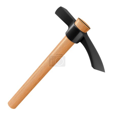 Illustration for Pickaxe hammer isolated on white background. Rock hammer tool. Hand percussion tool for master stonemasons, builders, sculptors for processing various types of stone. Realistic 3D vector illustration - Royalty Free Image