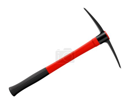 Pickaxe hammer or pick axe isolated on white background. Geological rock pick hammer. Hand percussion tool for master stonemasons, builders, sculptors for processing of stone. Realistic 3D vector
