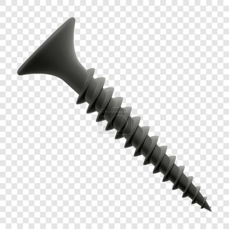 Self-tapping screw isolated on transparent background. Realistic 3d Vector illustration