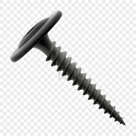 Screw isolated on transparent background. Realistic 3d Vector illustration