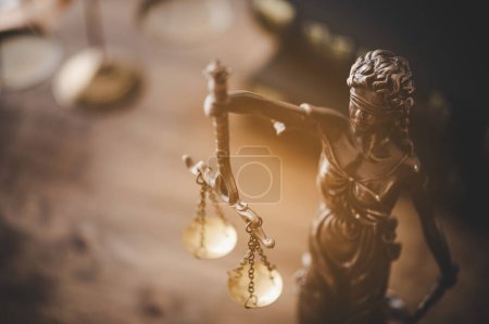 Photo for Lady justice,Law theme, mallet of the judge, law enforcement officers, evidence-based cases and documents taken into account. - Royalty Free Image