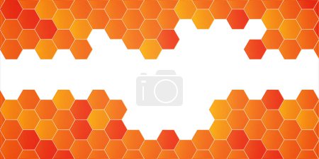 Honeycomb hexagon isolated on white background. Vector illustration. Orange hexagon pattern look like honeycomb