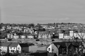 Barry, Vale of Glam, Wales Feb 02 2024: Looking down over the waterfront from Barry Island.New build homes and apartments built on disused dock land have transformed the site from industrial to urban. Stickers #700627156
