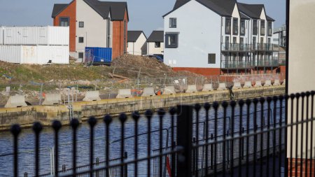 Photo for Barry, Vale of Glamorgan, Wales 02 Feb 2024; With East Quay homes almost complete the council puts pressure on developers to complete landscaping for areas designated for leisure and recreational use - Royalty Free Image