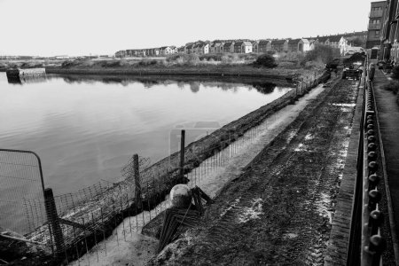 Photo for Barry is awarded levelling up funds of 40 million to develop new water sports facilities and a marina on the old dockland. Work starts clearing paths - Royalty Free Image