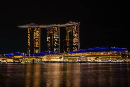 Photo for Singapore, Singapore  30 August 2022,  The Marina Bay Sands Hotel at night - Royalty Free Image