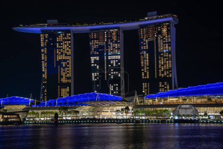 Photo for Singapore, Singapore  30 August 2022,  The Marina Bay Sands Hotel at night - Royalty Free Image