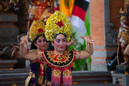 Photo for Bali, Indonesia  8 September 2022,  Balinese dancers performing a "Barong dance" - Royalty Free Image