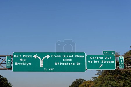 Photo for Southern State Parkway to Belt Parkway West for Brooklyn and JFK Airport, and North for the Cross Island Pkwy. Whitestone Bridge and LaGuardia Airport, or Exit 13 to Central Ave and Valley Stream - Royalty Free Image