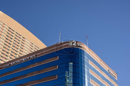 Photo for Phoenix, AZ - Nov. 11, 2022 The Arizona Republic, KPNX-TV, Channel 12 andazcentral.com all have offices in this building on Van Buren St. - Royalty Free Image