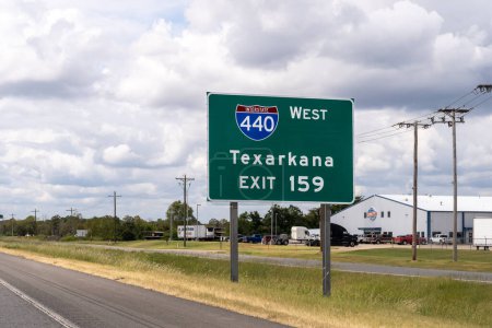 Photo for North Little Rock, Arkansas - Sept. 13, 2021: Exit 159 sign on Interstate 40 for Interstate 440 West toward Texarkana - Royalty Free Image