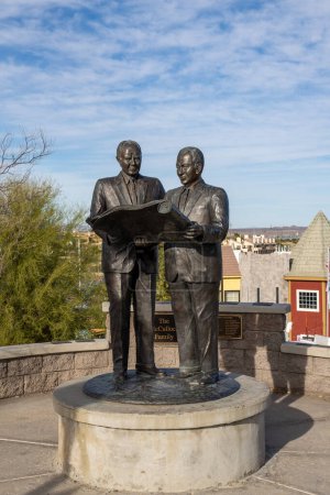 Photo for Lake Havasu City, AZ - March 11, 2023: "City Founders" statue depicting city Founder Robert P. McCulloch Sr. and Master Planner C.V. Wood Jr. by Lou Hunt. - Royalty Free Image
