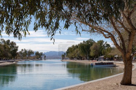 Photo for View from Shoreline Trail in Lake Havasu City looking toward Lake Havasu. Havasu's water allocation rights from the Bureau of Reclamation are fourth-priority - Royalty Free Image