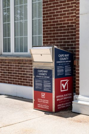 Photo for Cape May Court House, NJ - May 25, 2023: Cape May County Official Election Ballot Drop Box in front of the County Clerk's office - Royalty Free Image
