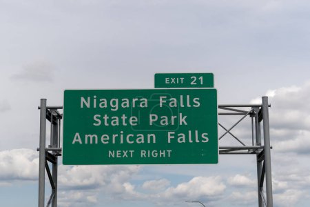 Photo for Sign for Exit 21 from I190 for Niagara Falls State Park American falls - Royalty Free Image