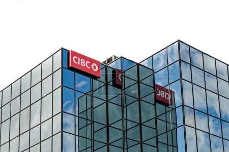 Photo for Sydney, Nova Scotia - Aug. 17, 2023: CIBC logo at the CIBC Banking Center in the Commerce Tower downtown. - Royalty Free Image