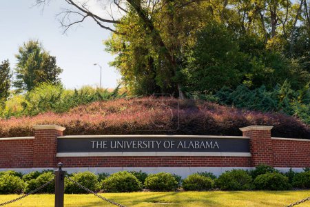 Photo for Tuscaloosa, Alabama - Oct. 18, 2023: The University of Alabama sign with beautiful landscaping - Royalty Free Image