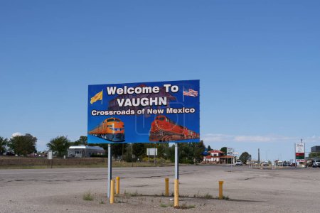 Photo for Vaughn, NM - Oct. 9, 2023: Vaughn is located at an intersection of the Burlington Northern Santa Fe and Union Pacific railroad lines. - Royalty Free Image