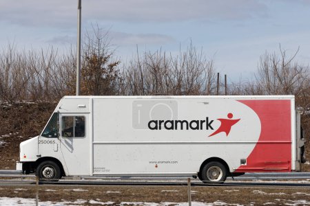 Téléchargez les photos : Manchester, CT - 2 mars 2022 : Aramark est une entreprise américaine qui fournit des services alimentaires et uniformes ainsi que la gestion des installations à des entreprises dans 15 pays sur 4 continents. - en image libre de droit