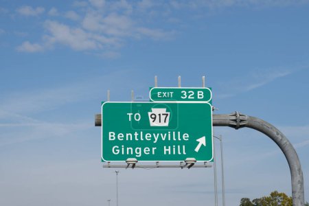 salida 32B de la I-70 hacia PA-917 hacia Bentleyville y Ginger Hill, Pennsylvania