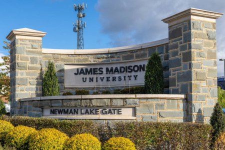 Photo for Harrisonburg, Virginia - Oct. 21, 2023: James Madison University Newman Lake Gate sign. - Royalty Free Image