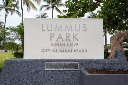 sign for Lummus Park on Ocean Drive in the South Beach area of Miami Beach