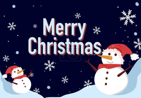 Illustration for Merry Christmas and happy new year 2023 greeting card with cute snowman and Snowflake.Vector illustration. xmas in winter. - Royalty Free Image