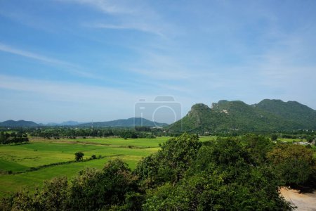 Landschaft Tal der Berge und Grün Reisfeld in Thailand