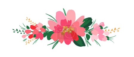 Téléchargez les illustrations : Vector isolated floral design with cute flowers. Template for card, poster, flyer, t-shirt, home decor and other use. - en licence libre de droit